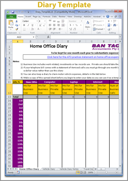 diary template ban tacs template diary